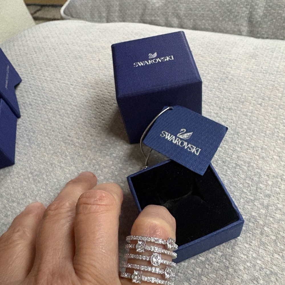 Swarovski Silver Multi-Row Crystal Stackable Ring